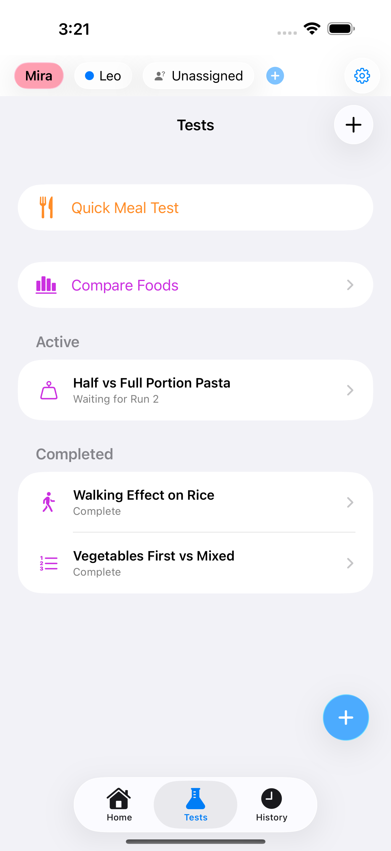 Experiment templates list